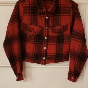 Tangibles Women's Red/Black Plaid Short Jacket Size M